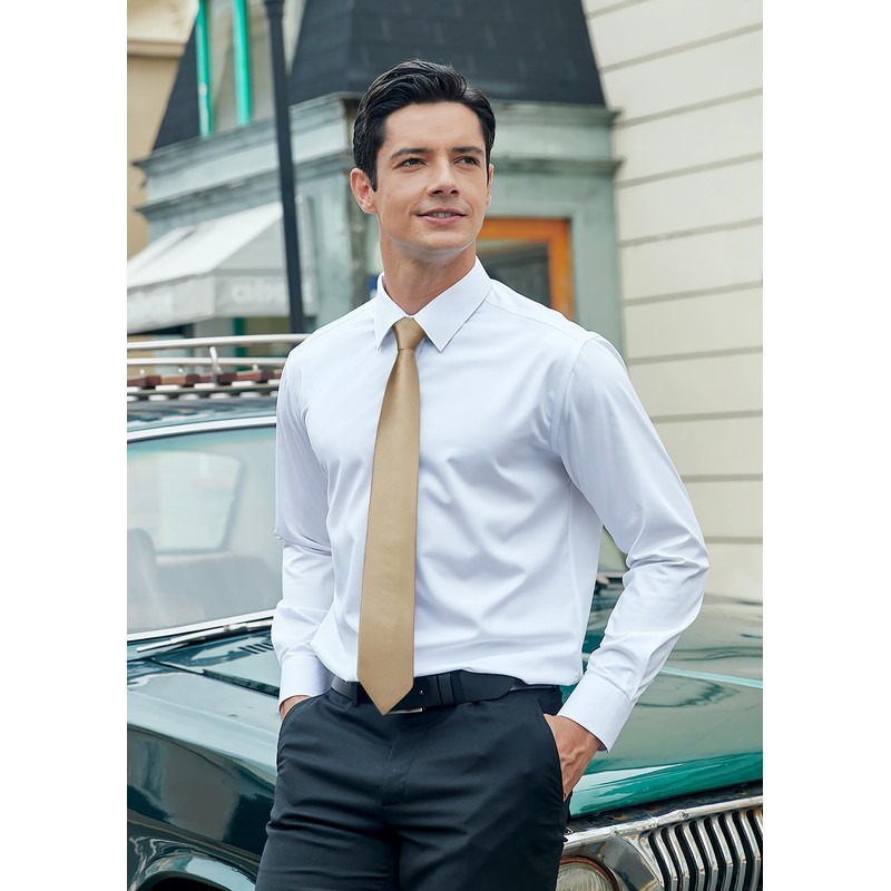 HISDERN Men's Wedding Ties and Pocket Square Solid Tie Cufflinks