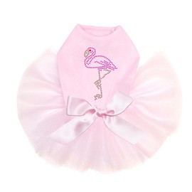 Pink Flamingo - Small - Bling Rhinestone Dog Tutu Dress, XXS Pink