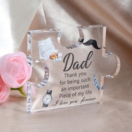 Gifts for Dad from Daughter,Dad Acrylic Puzzle Plaque,Dad Birthday Gift,thanksgiving, Christmas Gifts for Dad,Father Gifts from Son,I Love You forever Dad