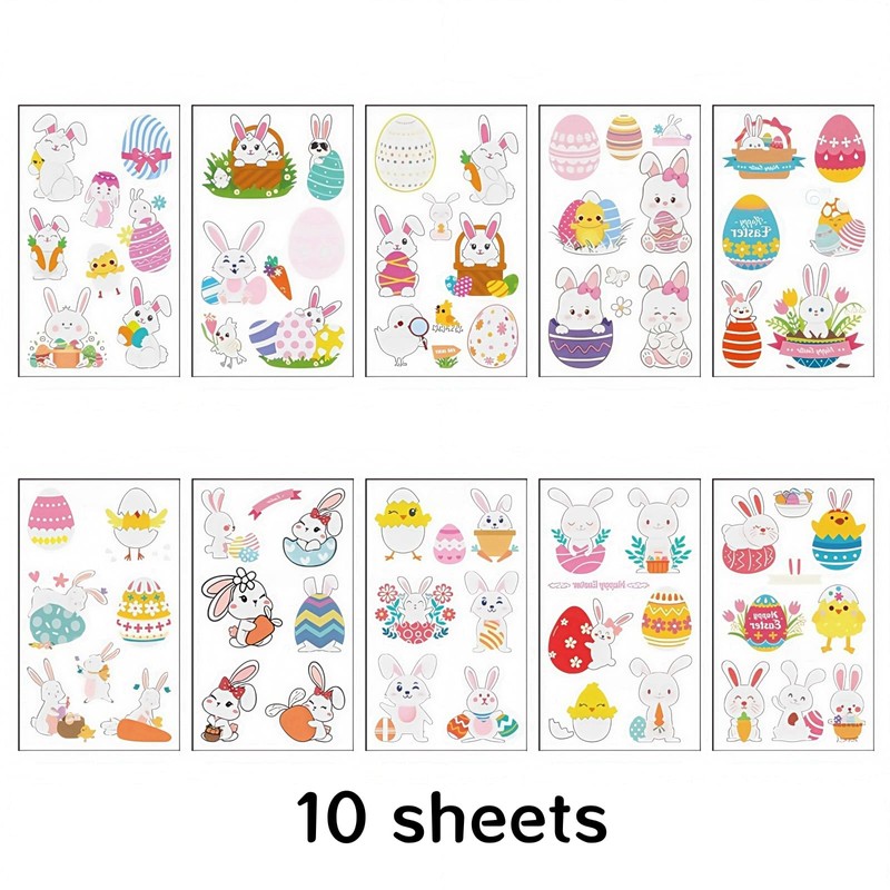 RUIOMII Pack of 10 Easter tattoos with luminous effect, waterproof