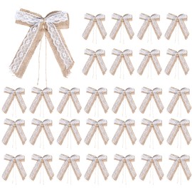 BEIMEIII Pack of 30 Antenna Bows Wedding 15 x 22 cm Car Bows Lace Bows Wedding Car for Wedding Car Decoration Party Decoration