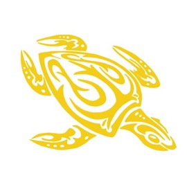 Sea Turtle Tribal Water Monster Vinyl Window Decal Sticker Honu Yellow