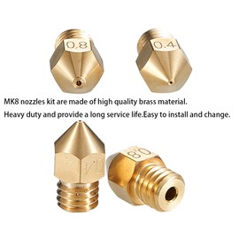 26Pcs Ender 3 Nozzles kit, MK8 Nozzles kit, Brass 3D Printer Nozzles 0.2/0.3/0.4/0.6/0.8/1.0mm Compatible for Creality Ender 3 Pro v2/Ender 3 Max/5 Pro/Ender 3 S1/Ender 3 Neo/CR10 3D Printer Nozzle,