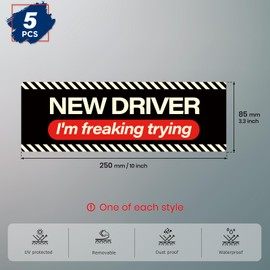 ASUNO 5 PCS New Driver Magnet Stickers 10" x 3.3" Thanks for Your Patience Novice Signs Magnetic Safety Bright Reflective Reusable Movable Funny for Vehicle Car Bumper