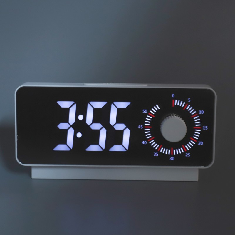 Digital Alarm Clock Rechargeable LED Mirror Alarm Clock -10°C‑50°C Temperature