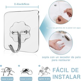 YAOSEN Ganchos Adhesivos Transparentes 20pcs, Ganchos de Baño Adhesivos Ganchos Impermeables y Reutilizables Sin Costura, Clavos Adhesivos para Pared Adecuado para Baño, Cocina,Toallas, Ropa (20pcs)