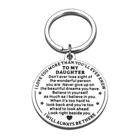 to My Daughter Gifts from Mom Dad, Daughter Keychain, Inspirational Gifts for Daughter Mom, Graduation Gifts, Birthday Christmas Stocking Stuffer Gifts for Teen Girls, Easter Gifts, Double-sided