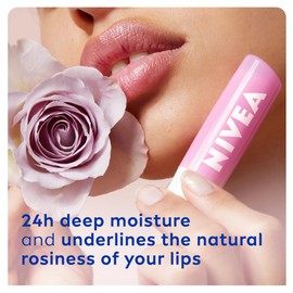 NIVEA Soft Rose Lip Balm (4.8g), Lip Balm with Shea Butter, Natural Oils and Vitamins, Lip Care Offers 24h Deep Moisture and Underlines Natural Rosiness of Lips