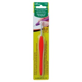 Clover 3mm Red Crochet Hook Easy Grip Handle Comfortable Crocheting Tool