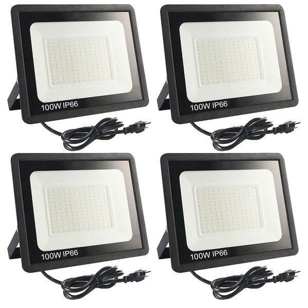 4Pack LED Flood Light Outdoor,100W LED Work Light 11000lm with