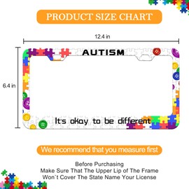Different License Plate Frame - Colorful Autism License Plate Frame Funny Aluminum Accessory License Plate Cover Personalise Decoration with Screws 12x6 Inch