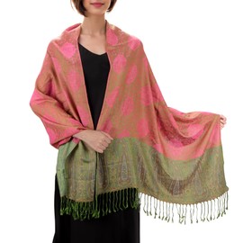 BLURBE Women Pashmina Shawls and Wraps Scarf – Ethnic Print Tassel Wrap,Soft Lightweight Paisley Scarves for Evening Wedding Party