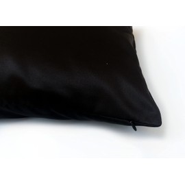 Black - Heavy Satin Throw Pillow Cover - 20 x 20 Inch - Pack of 2 - Faux Silk Cover No Filler Inserted