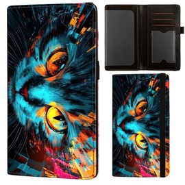 AIRMORS Leather Checkbook Cover for Women Checkbook Holder Wallet RFID Blocking Cute Checkbook Cover for Duplicate Checks Men Credit Card Wallet, Cat, Rfid Wallet