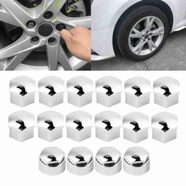 CYSFETENA Pack of 20 Wheel Nut Caps 17 mm, Anti-Theft Wheel Bolt Caps for Wheel Bolts, ABS Wheel Nut Cover for Car Most Car Tyres (Silver)