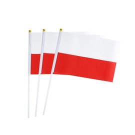 Poland Flag Polish Hand Held Mini Small Stick Flags For PartyClassroom Garden Festival Clubs Parades Parties Desk Decorations(20 pack)