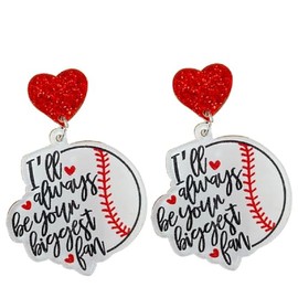 Sports Game Ball Football Baseball Wooden Earrings for Women Lightweight Heart Shaped Rugby Volleyball Stud Earrings Cute MOM Letter Drop Dangle Earrings Sports Fans Players Jewelry -Style 6