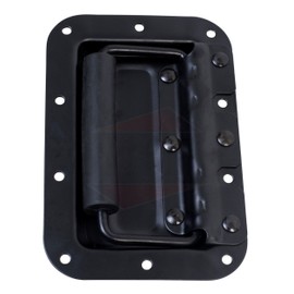 Flush Speaker Cabinet Handles for DJ PA Rack Road Case (Set of 4) by GRIFFIN | Spring Loaded Recessed Metal Flip Pull with Rubber Padding for Trunk Chest Flight Carry Case | Pro-Audio Stage Gear Parts