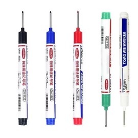 aoukoslt 5Pcs Multicolor Long Head Deep Hole Marker Pens, For Woodworking, Permanent Markers, Markers and Highlighters，This product is not suitable for children under 14