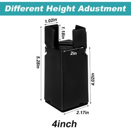 JOUTYFOR Adjustable Bed Risers Furniture Risers 4Pack with Screw Clamp.Table Desk Chair Risers.Bed Risers 4Inch Fit Furniture's Square/Round Leg Diameter from 0.8''–1.6'' (4Inch Black)