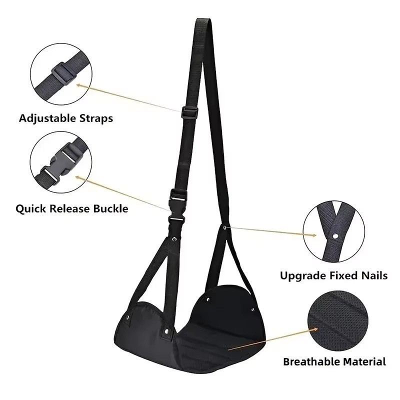 Travel Foot Hammock for Seated Foot Support – Adjustable Hanging