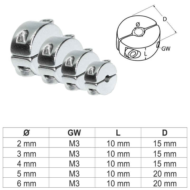 Stop Clamp (Separable) Made of Stainless Steel V4A - Rope