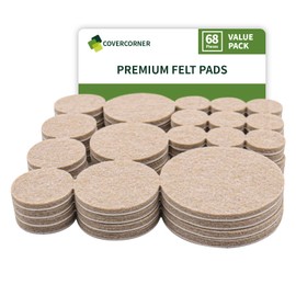 COVERCORNER Felt Furniture Pads for Hardwood Floors 68 PCS, Furniture Pads, Floor Protectors for Hardwood Floors, Felt Pads for Furniture, Round, Beige, Value Pack
