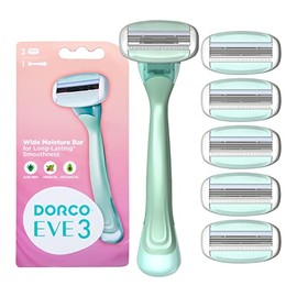 Dorco EVE 3 Razor Smooth Touch™ para mujer, incluye 1 mango de afeitar y 6 repuestos de hoja de afeitar de larga duración (mango + 6 repuestos)