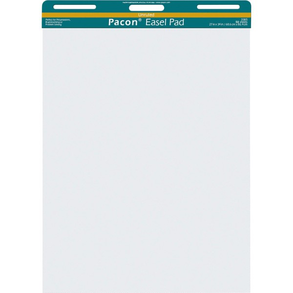 Pacon Easel Pad, Perforated, Unruled, 27" x 34", 50 Sheets, White (PAC3385)