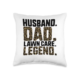 Lawn Mower Husband Dad Lawn Care Legend Gardening Leopard Throw Pillow