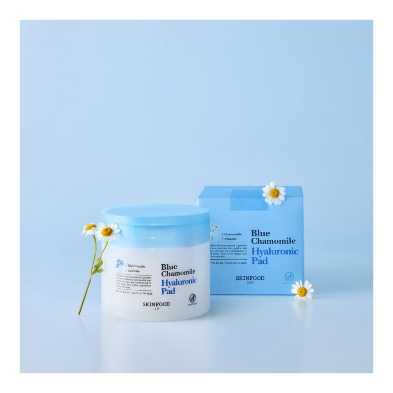 SKINFOOD Blue Chamomile Hyaluronic Pad Moisturizing Toner Pad Korean Skin