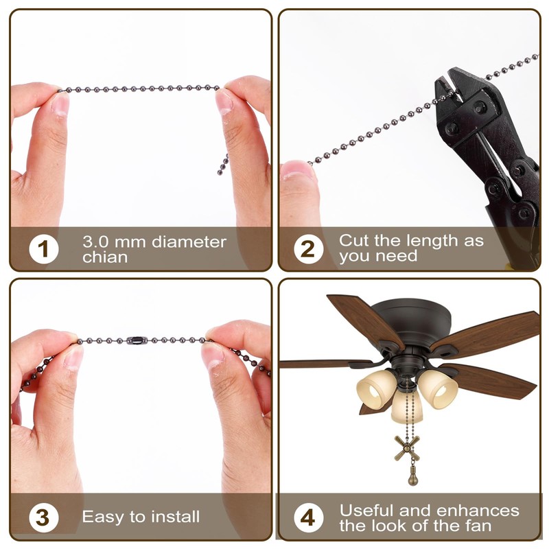 Kelduemi Ceiling Fan Pull Chain Ornaments, 13.6 Inches Fan Pulls