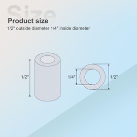HiPicco Aluminum Spacers 1/4" Bore x 1/2" OD x 1/2" Length Unthreaded Standoff Bushing Plain Finish Round Metal Spacer, Fits Screws Bolts Rods 1/4" or M6, Oxidized Finished 10 Pack