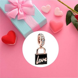UIHEI Love Padlock Dangle Charm for Women Necklace or Bracelet Charm in 925 Sterling Silver,Birthday Valentines Mothers Day Jewelry Gift for Women Wife