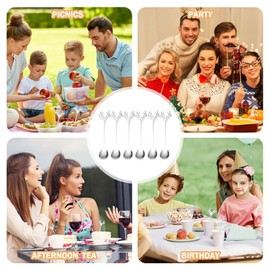 Set of 6 Elk Spoons, Stainless Steel Spoons, Christmas Spoons, Milk Tea Coffee Coffee Sugar Spoons for Coffee, Ice Cream Scoop, Creative Coffee Spoon Set Made of Stainless Steel Tea Spoon (Silver)