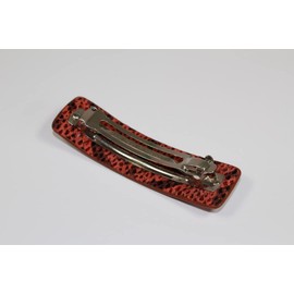 Blackbird Hair Couture Medium Barrette Genuine Leather Clip Accessories For Thin and Thick Hair Made in France (Red Python Print Leather)