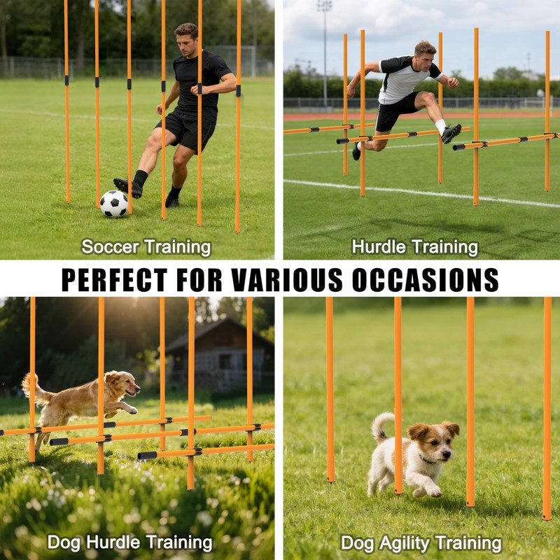 Hikeen Upgraded Agility Poles, 6 Pack 6ft Soccer Training Poles,