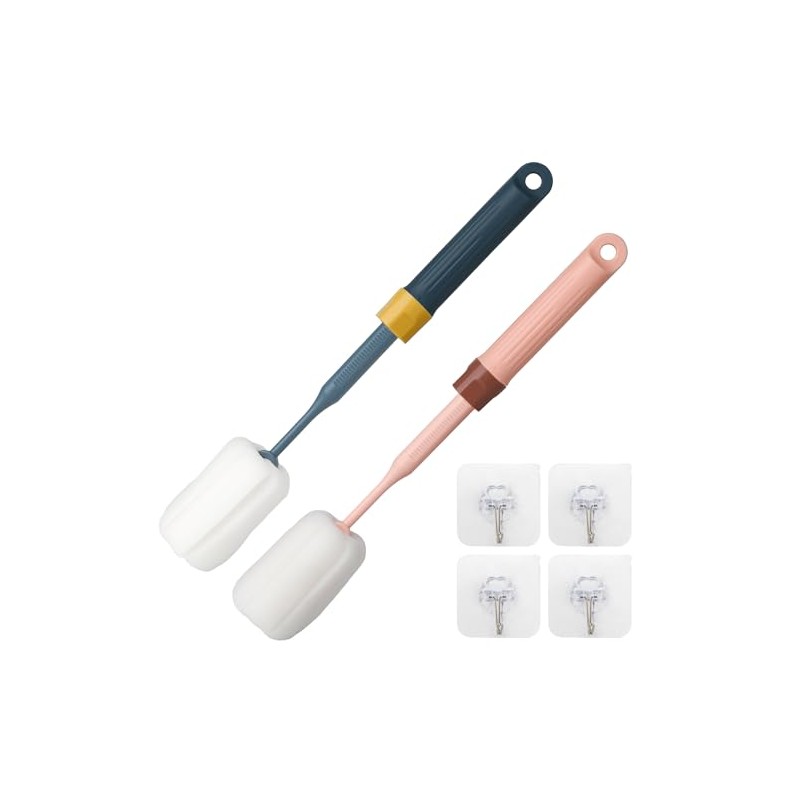 2-Pack Adjustable 12.9" Sponge Bottle Brushes Cleaning Set | High