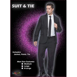 EraSpooky Mens Suits for Party Solid Color Leisure Suit Include Jacket Pants Tie Black