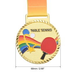 PATIKIL 68mm Ping Pong Medals 3pcs Table Tennis Award Medal Set Gold Silver Bronze Medal with Ribbon Multicolor for Games Sports Competition