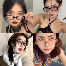 Kursan Small Oval Blue Light Blocking Glasses for Women Men Vintage Fashion 90s Retro Frame Style Eyeglasses(Orange)