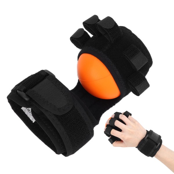 Anti-Spasticity Ball Splint, Functional Split-fingered Hand Wrist Support Posture Corrector for Fingers Impairment, Stiff, Grip Power Training