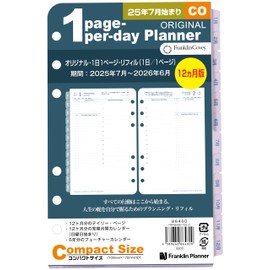 Franklin Planner Original 1 Page Per Day Daily Refill, 12 Month Edition, Starts July 2025, Compact 86460