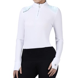 Harrison Howard Women's Horse Riding Shirt Equestrian Show Shirt Horseback Riding Shirts for Women Spliced Shoulder White M