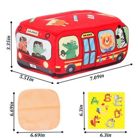 COREJOY Juguetes de Caja de pañuelos, Caja de pañuelos para Montessori, Juguetes sensoriales para recién Nacidos, Caja de pañuelos mágicos, Coche