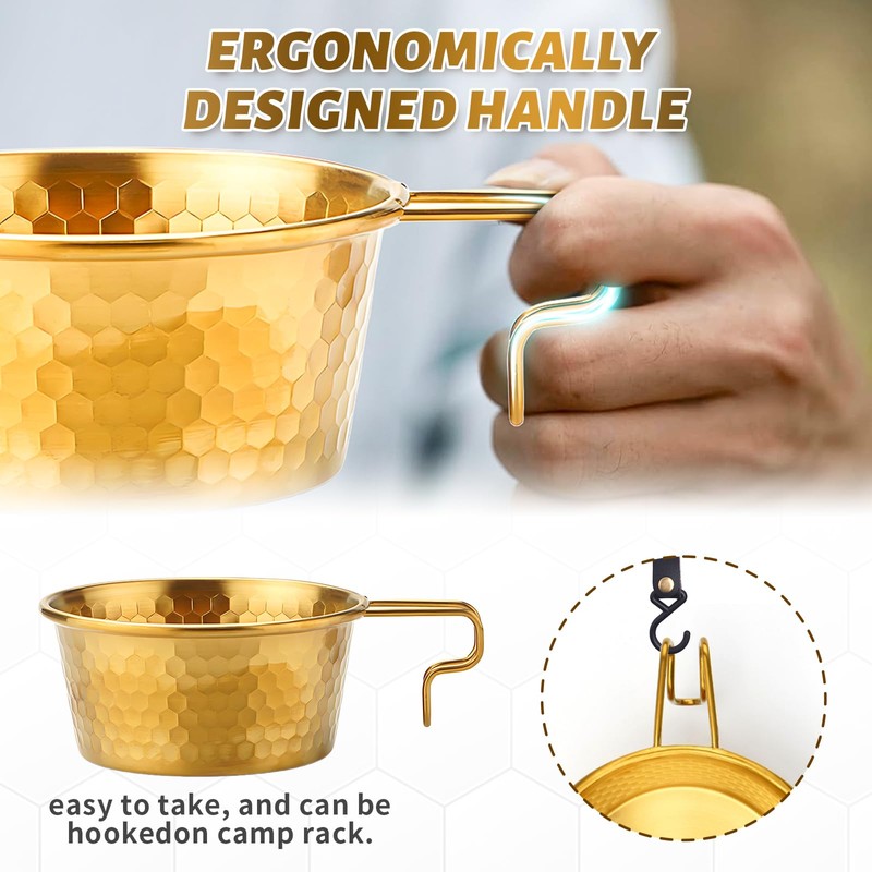 Camping Sierra Cup Set fo 2, 304 Stainless Steel Stackable