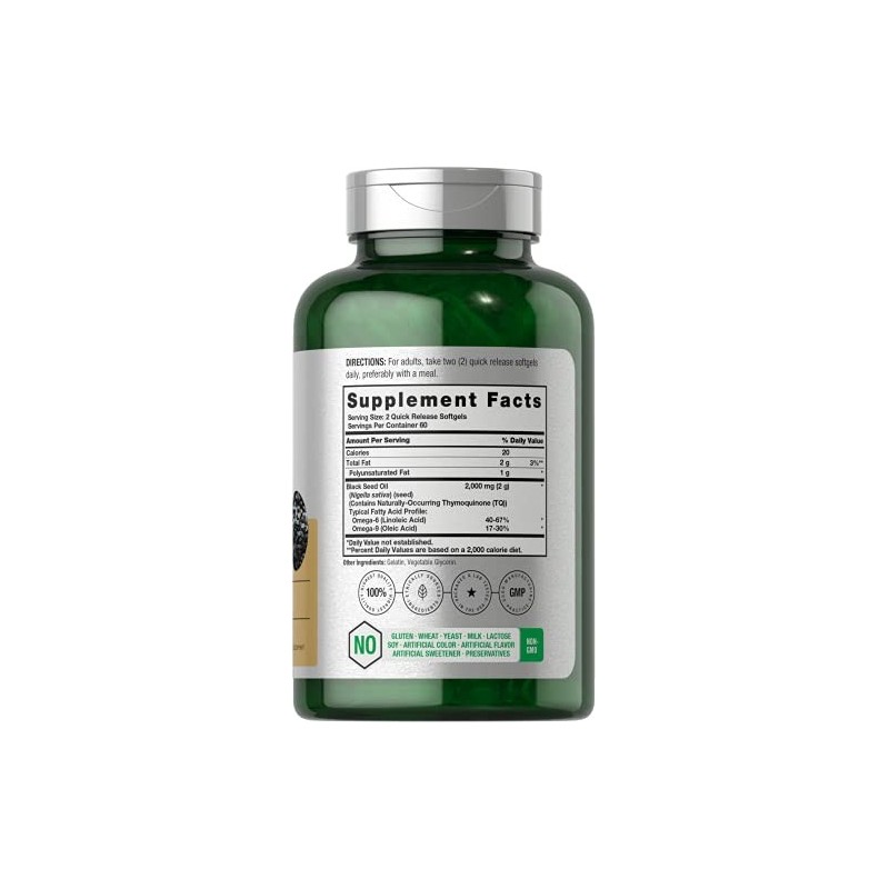 Horbaach Black Seed Oil Softgel Capsules | 2000Mg | 120
