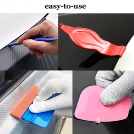 Car Window Film Tinting Tools 21Pcs Felt Squeegee Vinyl Cutter Wrap Kit, Mini Go Corner Squeegee for Car Wrapping, Retractable 9mm Utility Knife and Blades, Cleaning Cloth