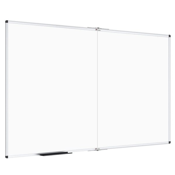 VIZ-PRO Large Dry Erase White Board/Magnetic Foldable Whiteboard, 72 X 40 Inches, Silver Aluminium Frame