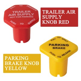 AUPARTIK Parking Brake & Trailer Air Supply Mv-3 Knob Yellow & Red Fit for Peterbilt Kenworth Volvo Western Star Truck Air Brake Knobs for Semi Trucks 298818 298818N 298817 298817N